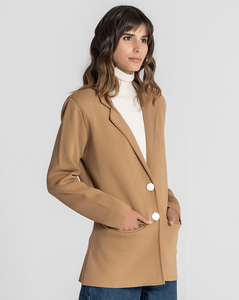 Blazer camel tricot com botões