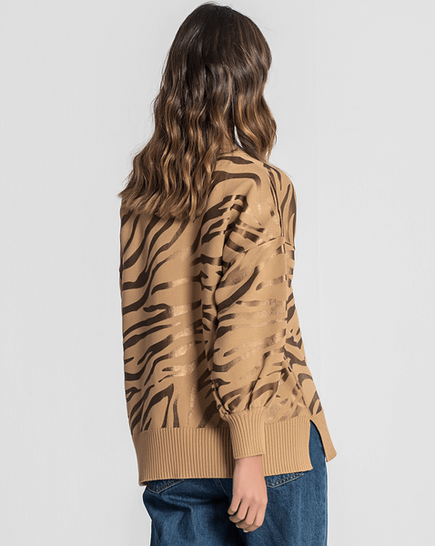 Camisola Estampado Zebra Camel