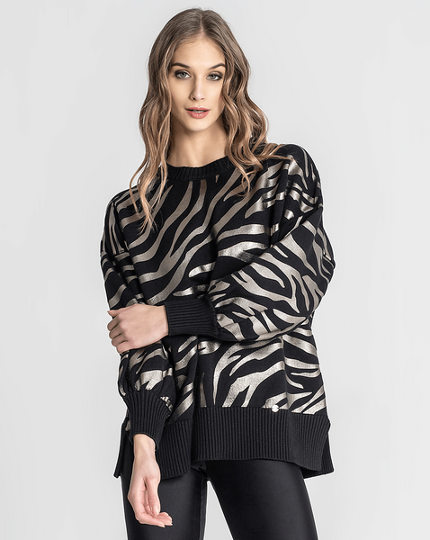 Camisola Estampado Zebra Preta